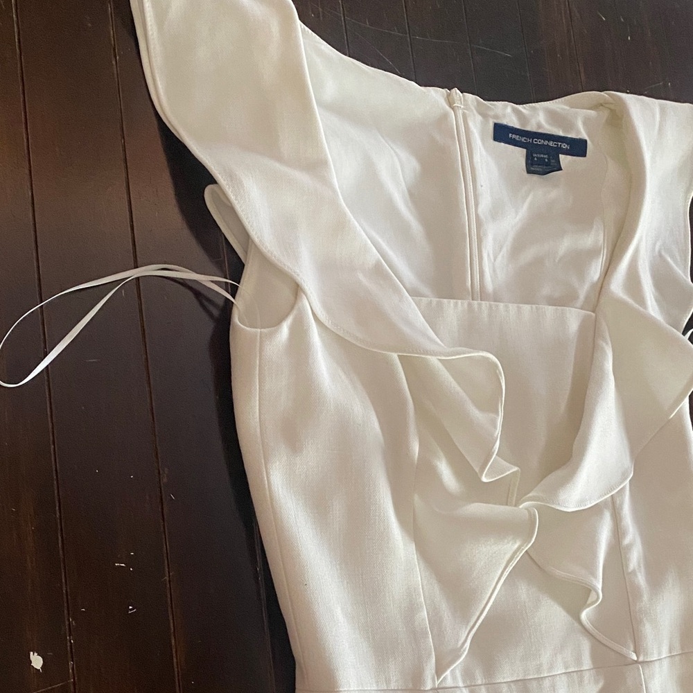 French Connection White Ruffle Mini Dress -Size 4 - Picture 5 of 11